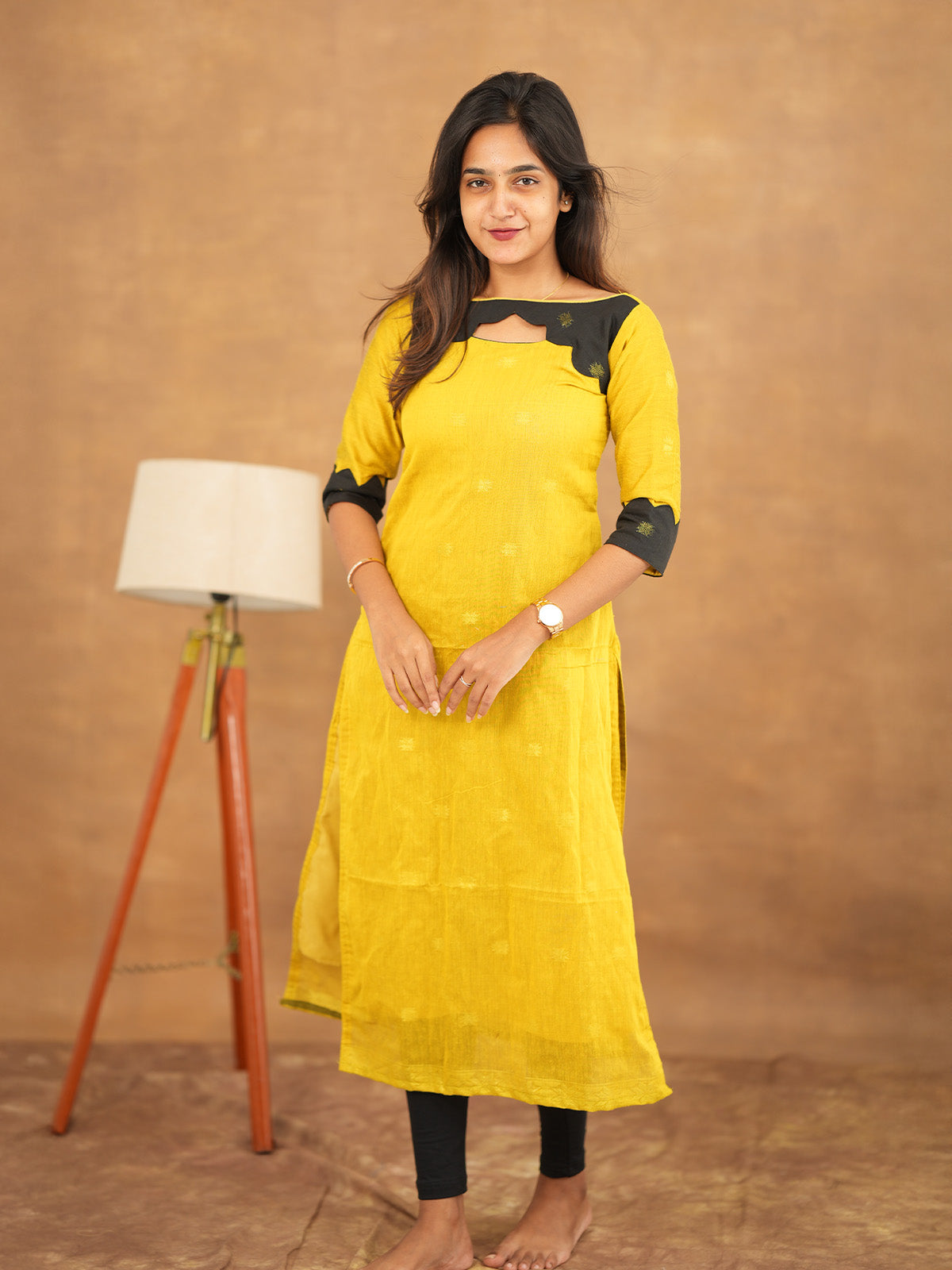 Yellow silk cotton kurti